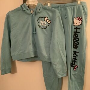 Sanrio Hello Kitty Blue Zip Hoodie & Crop Joggers Set